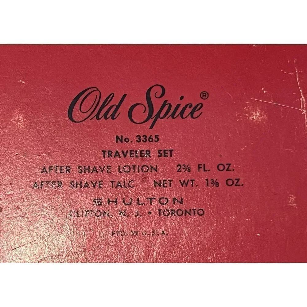Vtg Old Spice Traveler Pack Glass Bottles After Shave Lotion & Talc #3365 NOS‎